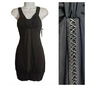 SWEET VIBES Black Braided Criss Cross  Mini Dress X-Small NWT